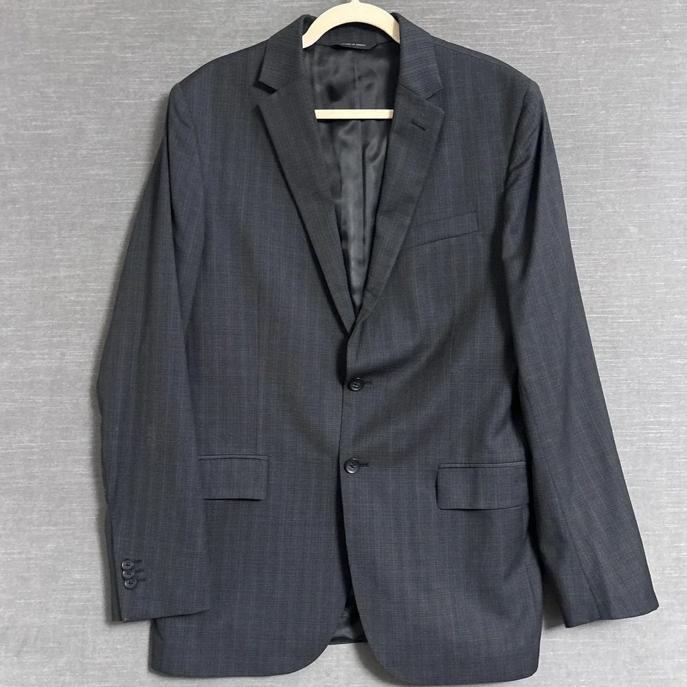 Banana Republic Sport Coat 42L Tailored Slim‎ Fit Gray Wool Glen Check Blazer